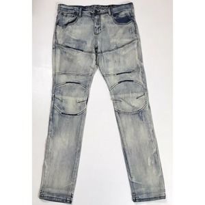 Ostakt Denim Mens Distressed Bleached Mid Rise Pocketed Denim Jeans Size 34x34